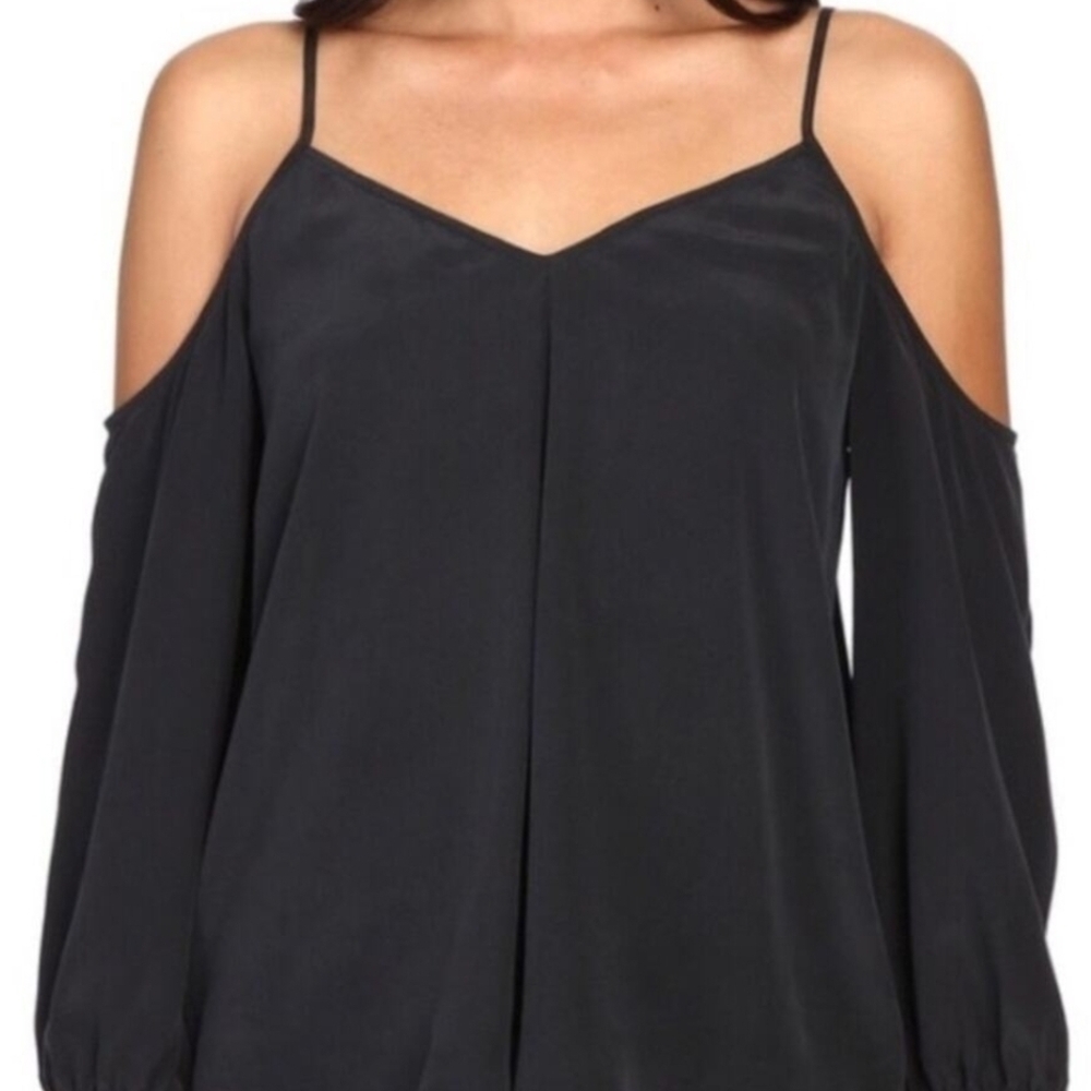 Joie Silk Black Cold Shoulder Top